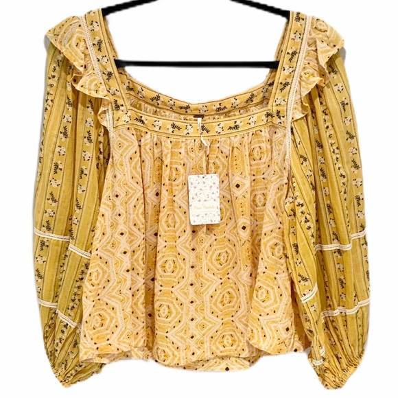 Free People Mostly Meadow Printed Blouse Sz L NWT - Picture 6 of 10